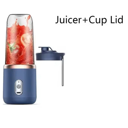 Electric Juicer 6 Blades USB Smoothie Blender Portable Wireless Mini Charging Fruit Squeezer Ice Crush Cup Kitchen Tool